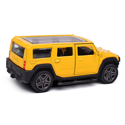 Жёлтая инерционная машинка Внедорожник с люком die-cast,1:32, открывающиеся двери