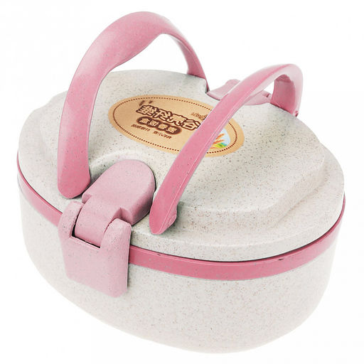 Ланч-бокс для продуктов пластмассовый Эко дом 15х14,5см h9см, 2 уровня: 0,2л 15,3х12см h2,6см; 0,4л, 15х11,8см h5,5см, с ложкой 13см, бежевый, с цветными клипсами и ручками, цвета в ассортименте: фисташковый, розовый, голубой (Китай) Пластик с доба - Домашняя мода фото 9