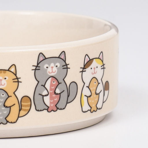 Миска керамическая «Парные коты» 200 мл - 10.5×10.5×4 см, белая