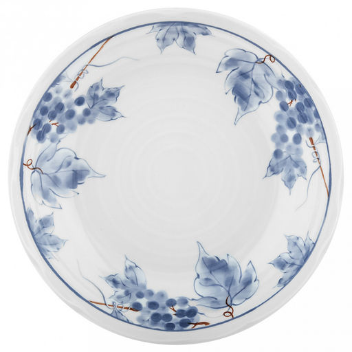 "Южный берег" Тарелка глубокая фарфоровая д180мм, h39мм, 440мл, с деколью, волнистый край, белый/синий (Китай)