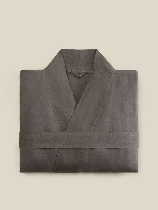 Халат женский короткий SL HOME Graphite, размер 44-52, лён 100%, графит