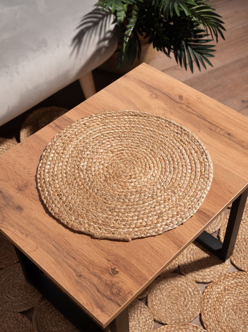 Джутовый плейсмат круглый D-37 см., цв. св.бежевый