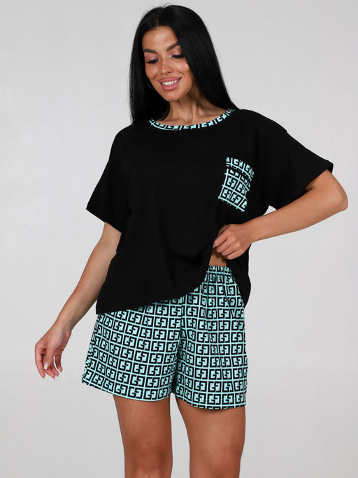 3122 ЖЕНСКАЯ ПИЖАМА (шорты) (Ментол) - А-дина фото 3