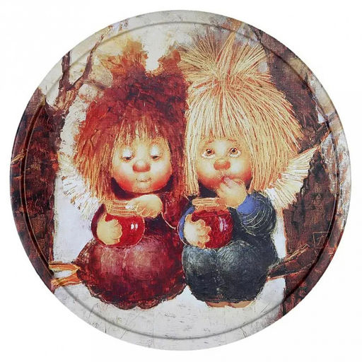 Поднос металлический Сладкая жизнь д20см, круглый, (тарелка) (Россия)