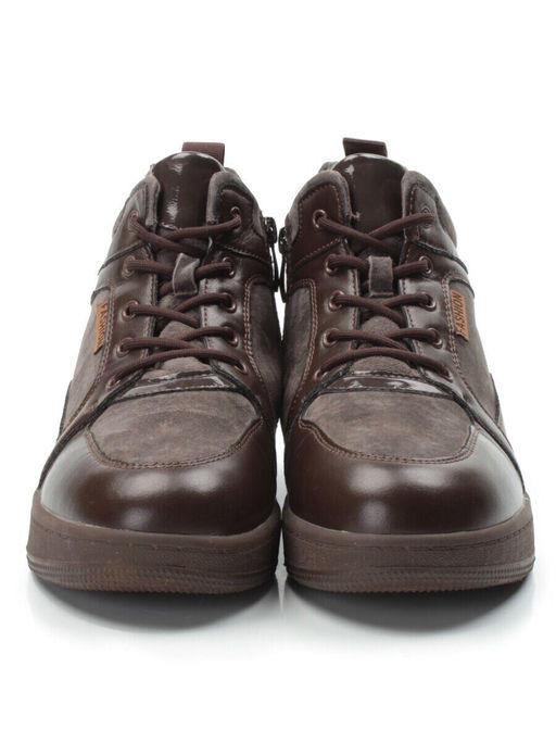 04-PA-18Z BROWN Ботинки зимние женские (натуральная замша и кожа, шерсть)