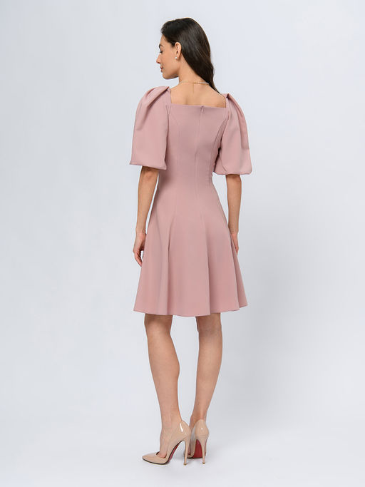Платье цвета пыльной розы длины мини с объемными рукавами - 1001dress фото 3