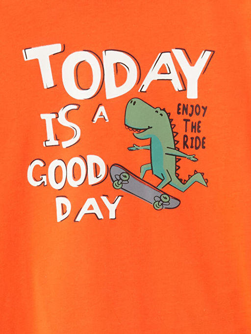 Bisiklet Yaka Uzun Kollu Bask?l? Erkek Bebek Ti??rt - Waikiki фото 3