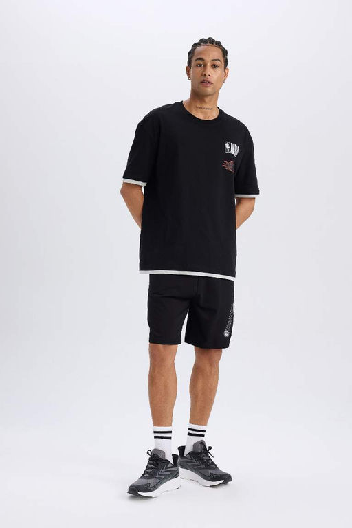 DeFactoFit NBA Brooklyn Nets Oversize Genis Kal?p Bisiklet Yaka Sporcu K?sa Kollu Tisort  фото 5