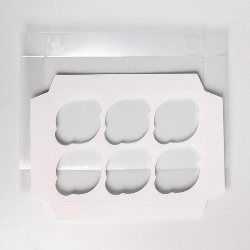 Цена за 5 шт. Коробка для капкейков, кондитерская упаковка, 6 ячеек Present, 23×16×10 см