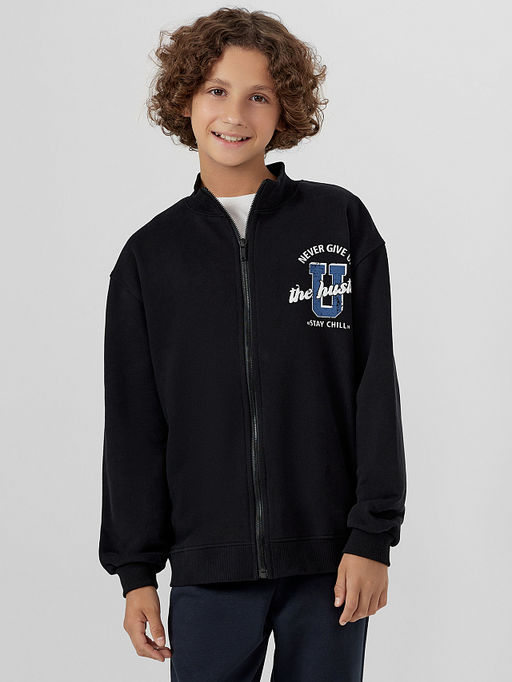 Толстовка для мальчиков черная с принтом never give up