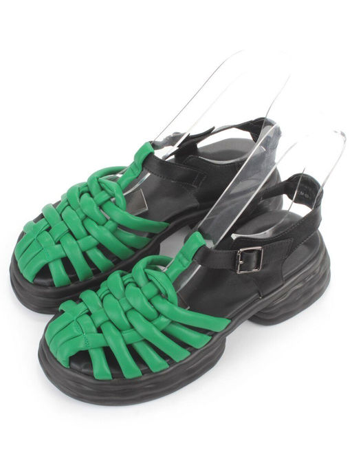 08-PEAG48-2 BLACK/GREEN Босоножки женские (натуральная кожа) - Фабричный китай фото 2