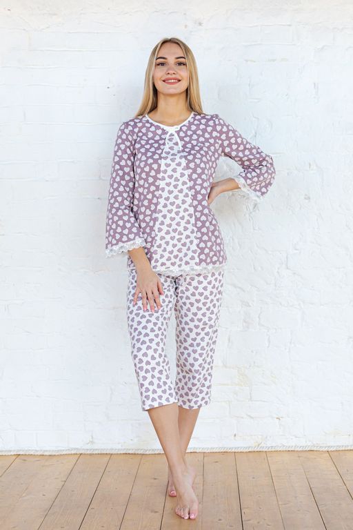 Пижама женская из футера Капучино с бриджами - Амадэль фото 9