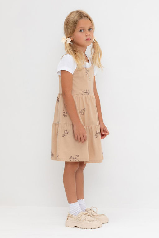 КР 5796-1/нежный бежевый,милые лошадки к567 сарафан для дев - Crockid фото 4