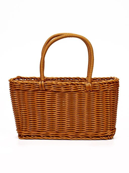 Корзина плетёная для хранения, 29×16×16 см, ручка h=17 см, пластиковая, коричневая