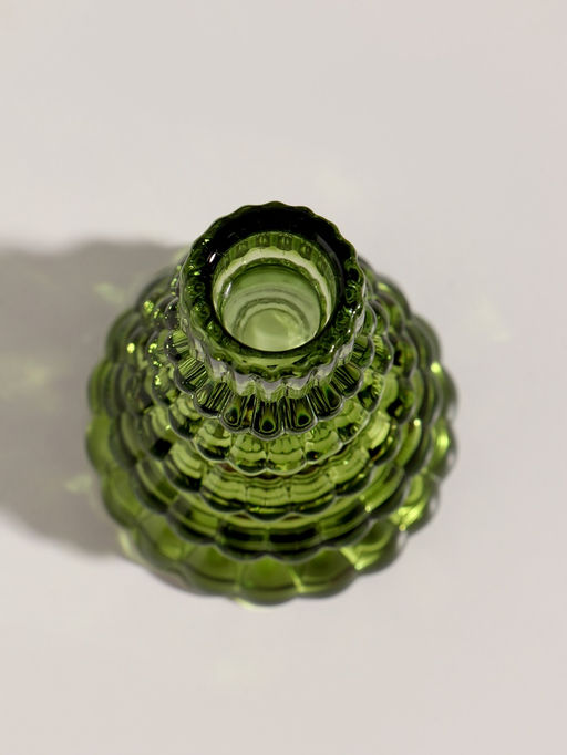 Стеклянный подсвечник на 1 свечу Ёлочка, зелёный, d=2 см, 8.5?8.5?13.5 см