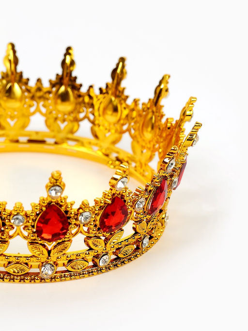 Корона топпер для торта, золотая с красными камнями