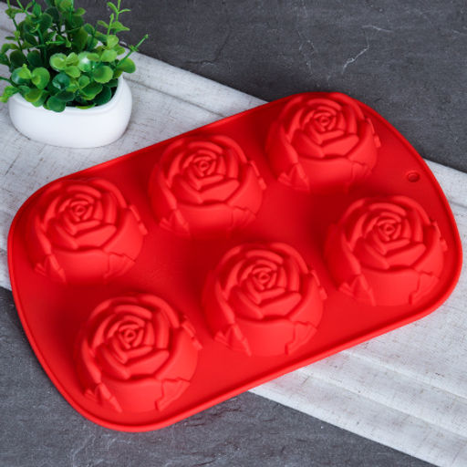 Форма для выпечки 6 ячеек силиконовая Цветы Роза 6,5х3,5 см / HL-058 / уп 200/ 0,105/ 25*16,5*3,5/ 8 марта - ГалеонТрейд фото 2