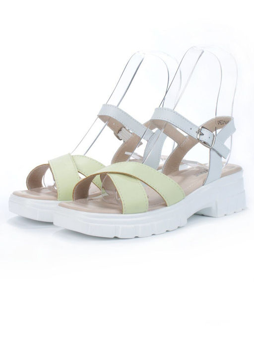 08-PED146-2 WHITE/YELLOW Босоножки женские