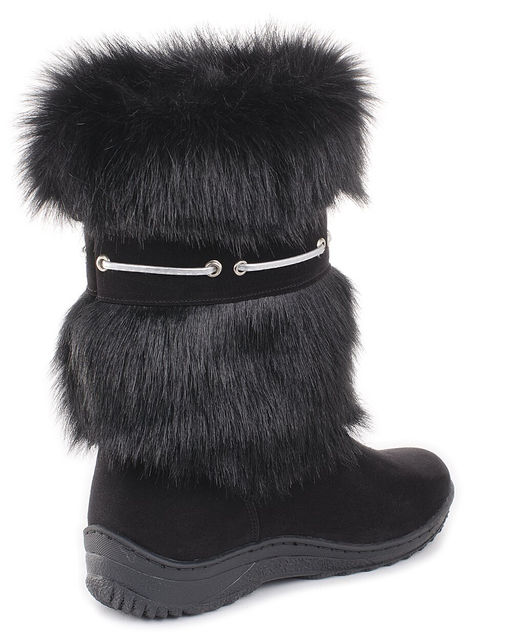 Унты женские на литой подошве., Черные.