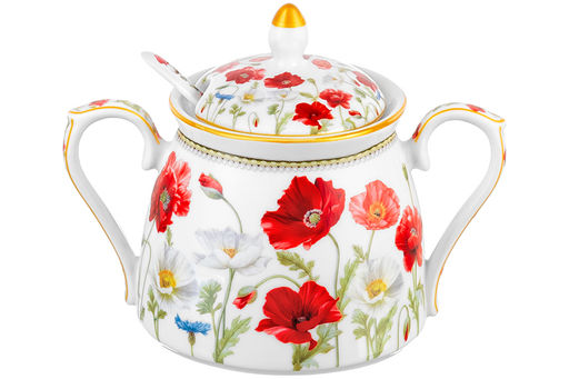 Сахарница 400 мл 15*10*11,5 см Маки + ложка NEW BONE CHINA - Elan gallery фото 6