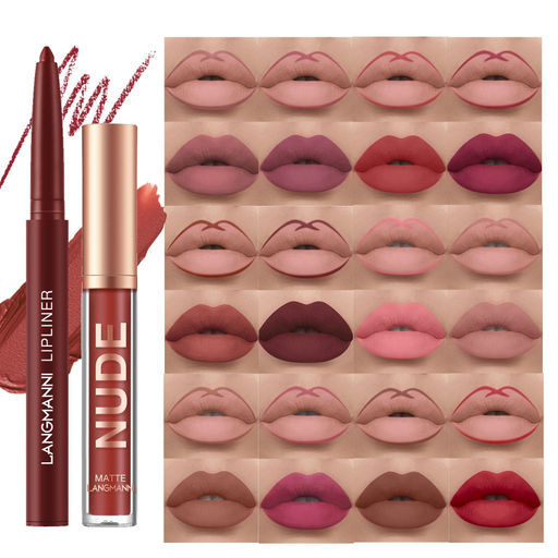Langmanni Matte Lip Gloss Комбинированный Набор Для Макияжа тон 02