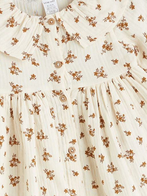 Bebe Yaka ?i?ekli K?z Bebek M?slin Elbise