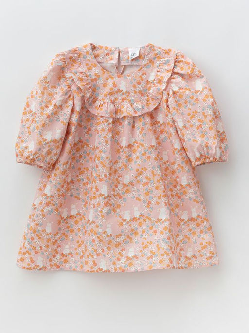 Платье из хлопкового поплина зайчики в цветах, розовый - Lesi kids фото 12