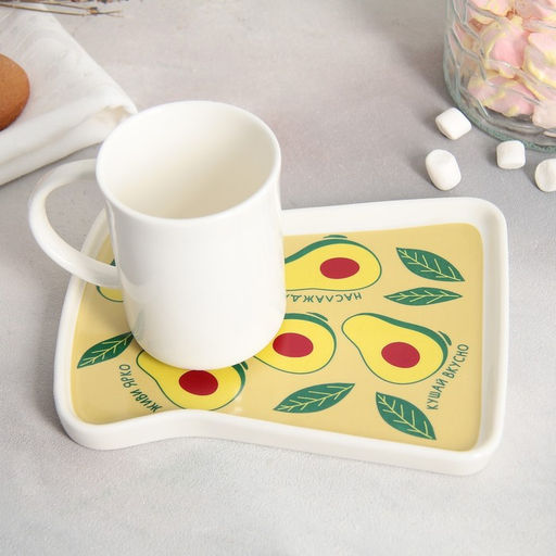 Чайная пара керамическая «Наслаждайся»: кружка 200 мл, блюдце 17.8×13.3 см