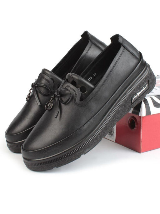 03-5318 BLACK Полуботинки женские (натуральная кожа)