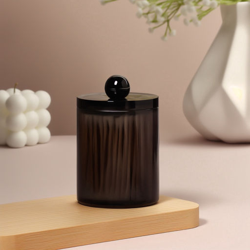 Органайзер для для ватных палочек, с крышкой, d=7×10.5 см, полупрозрачный, чёрный