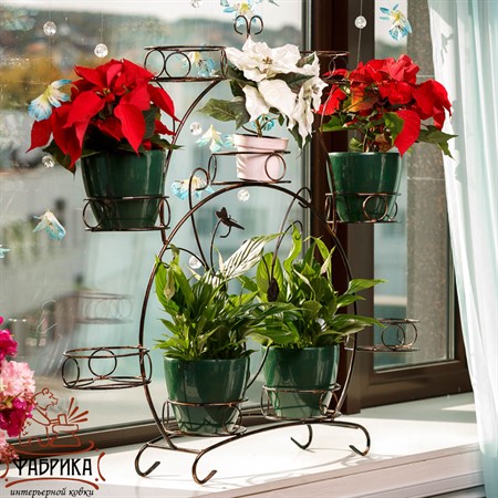 Подставка для цветов на подоконник 14-909-BG на 9 цветов - Фабрика интерьерной ковки фото 4