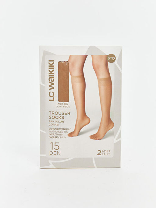 15 Denye Kad?n Diz Alt? ?orap 2li