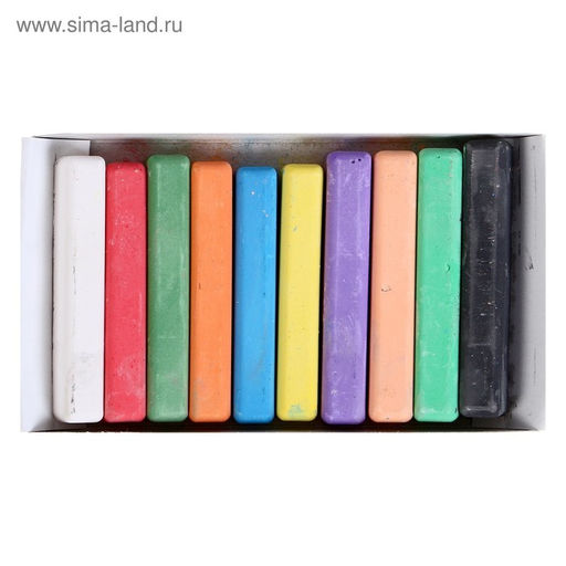 Цена за 6 шт. Мелки цветные «АЛГЕМ», в наборе 10 штук, квадратные