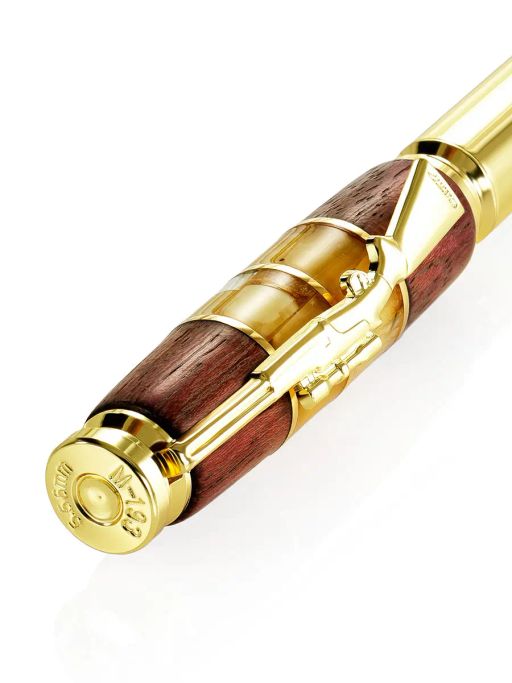 Дизайнерская авторучка с натуральным янтарём и деревом - Амберхолл фото 4