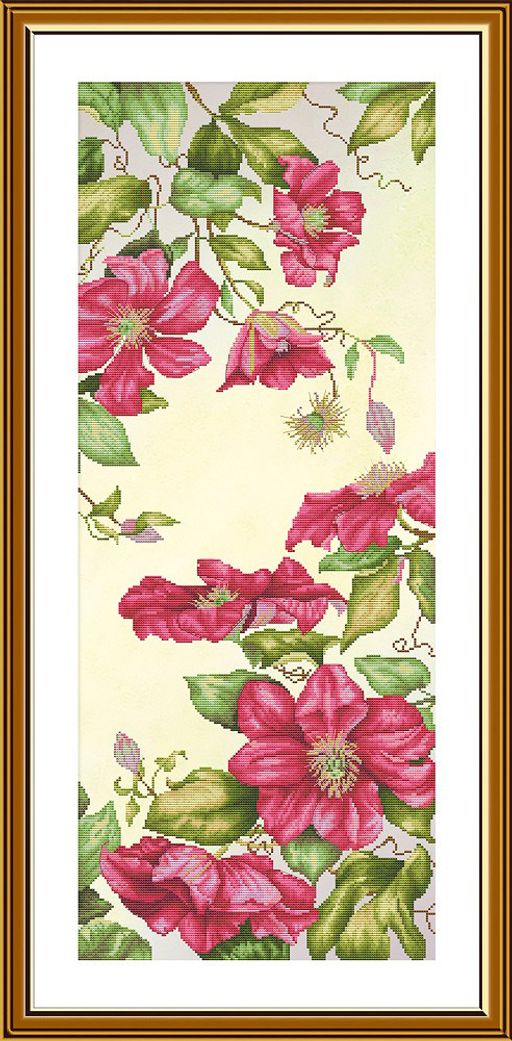 Набор для вышивания Нова Слобода СВ 6235 Весенний Клематис 27.3 х 67.1 см