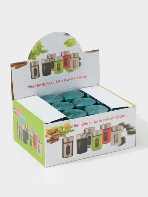 Цена за 12 шт. Ёмкость для специй «Стиль», 100 мл, 4.5×8 см, стекло, бирюзовая