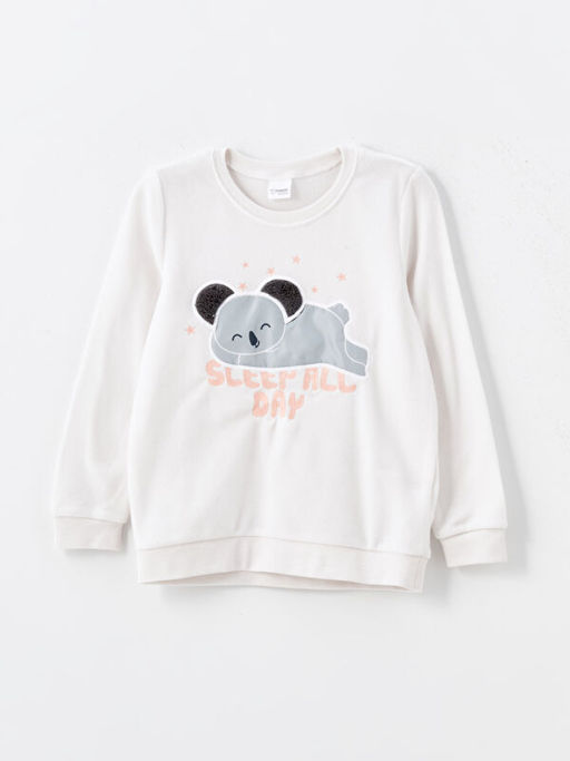 Bisiklet Yaka Nak??l? Polar K?z ?ocuk Pijama Tak?m?