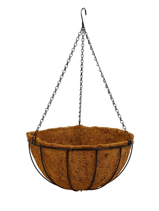 Кашпо подвесное «Полусфера», d=35 см, h=58 см, металлическое, со вставкой из кокоса, Greengo