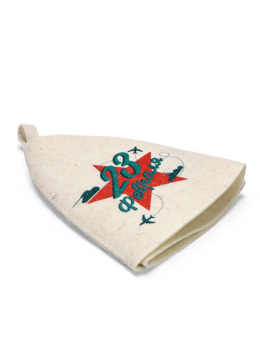 Шапка для бани и сауны Звезда. 23 февраля, полиэфир, шерсть