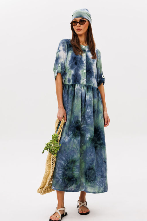 Платье Lars Style 1091 изумрудный мульти-принт