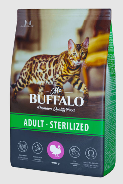Mr. Buffalo STERILIZED Сухой корм д/к индейка 0,4кг, B115