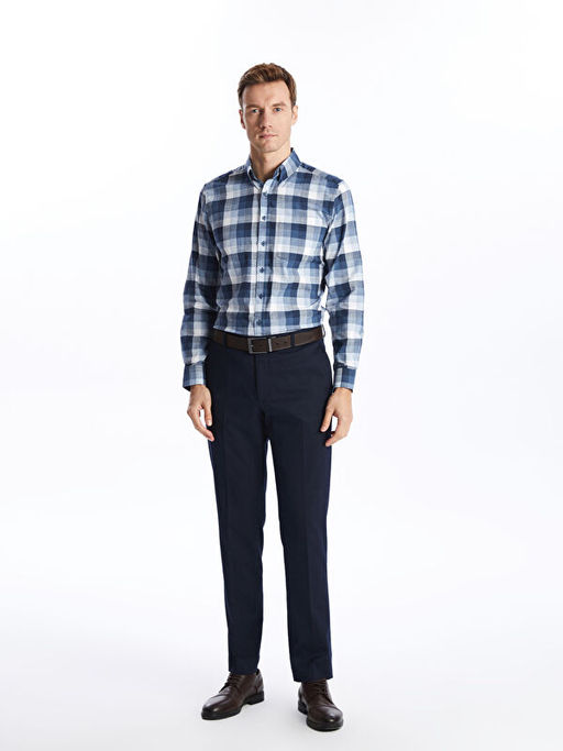 Regular Fit Uzun Kollu Ekose Poplin Erkek G?mlek