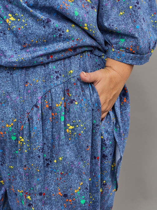 Костюм женский с брюками больших размеров (К-01 клякса)