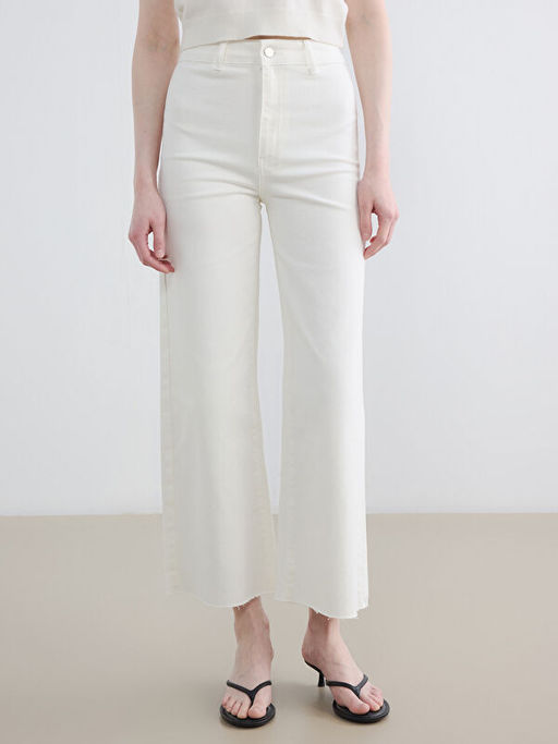 Y?ksek Bel Wideleg Kad?n Jean Pantolon