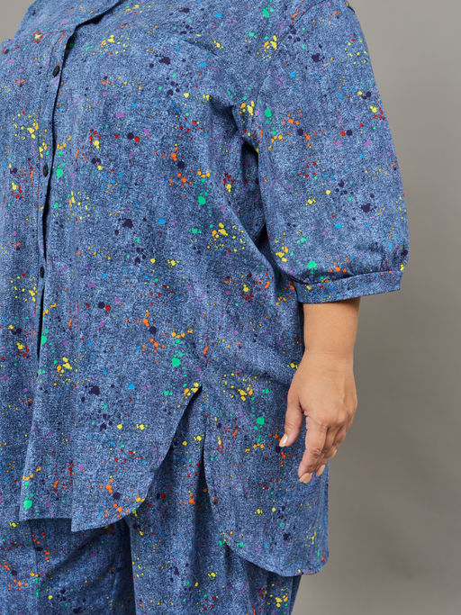 Костюм женский с брюками больших размеров (К-01 клякса)