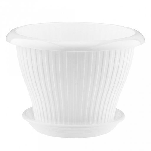 Горшок для цветов пластмассовый "Гамма плюс" 1,6л, д17см, h12,5см, белый (Россия)