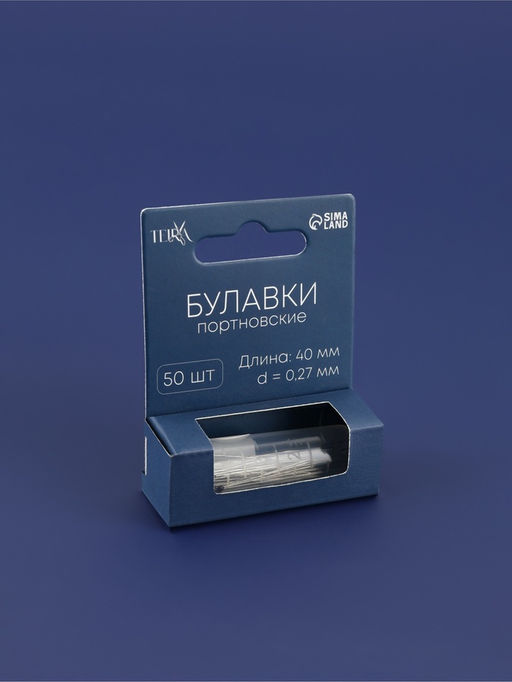 Булавки портновские TEIRA, 40 мм, d=0.27 мм, 50 шт., стальные