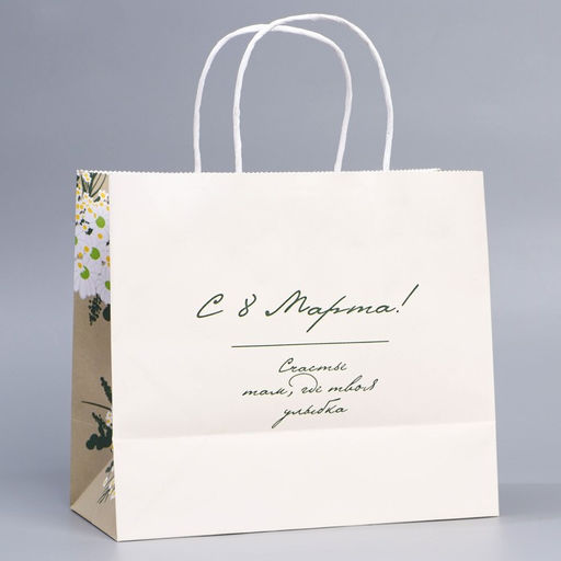 Пакет подарочный крафтовый, упаковка, 8 марта, 22?25?12 см