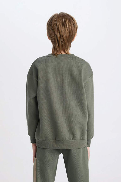 Толстовка оверсайз с широким кроем для мальчиков с круглым вырезом - Defacto фото 6