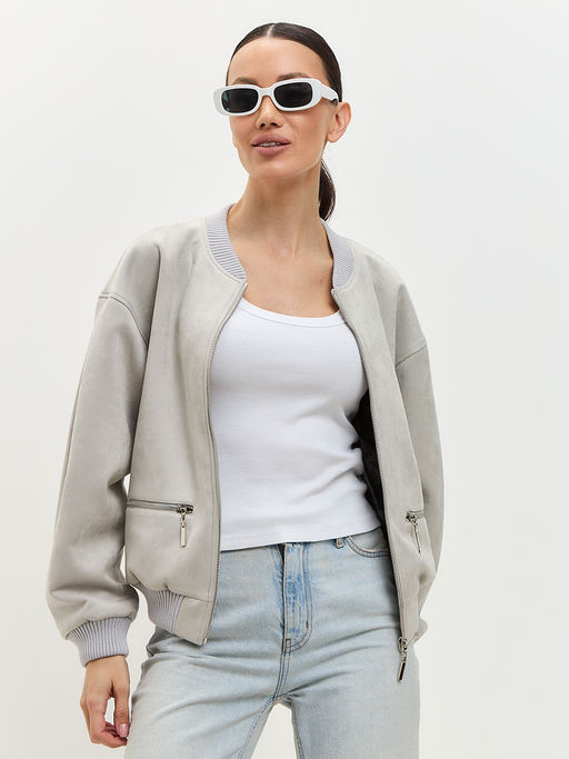 Бомбер из замши OD-868-1 серый OD-868-1 - Tantino фото 12